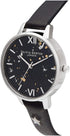 Olivia Burton Celestial, Black Dial Stainless Steel Black Leather Strap (34mm)