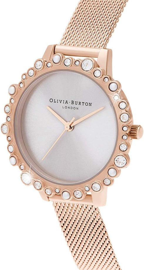 Olivia Burton Bubble, Pink Dial Ionic Plated Steel Bracelet (30mm)