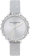Olivia Burton Bubble, Silver Dial Glitter Leather Strap (30mm)