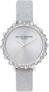 Olivia Burton Bubble, Silver Dial Glitter Leather Strap (30mm)