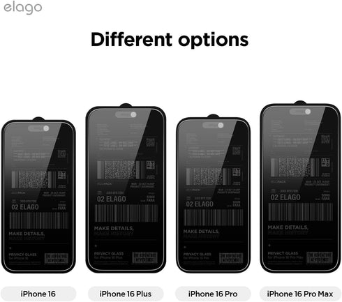 Elago iPhone 16 PLUS Tempered Glass Screen Protector PRIVACY