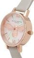 Olivia Burton Lucky Bee, White Dial Grey Leather Strap (34mm)