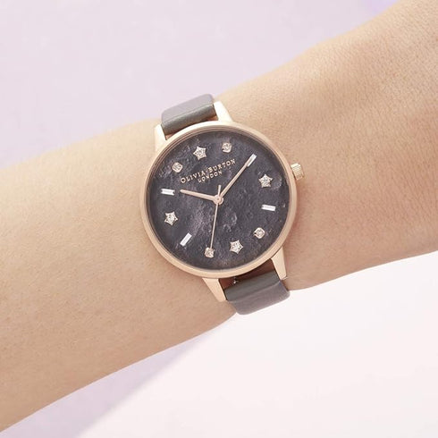 Olivia Burton Celestial, Grey Dial London Vegan Material Strap (34mm)