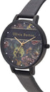 Olivia Burton Varsity, Black Dial Black Leather Strap (38mm)