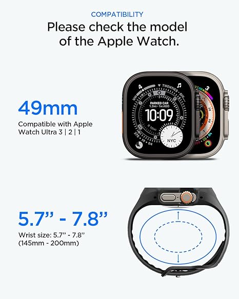 Spigen Apple Watch Ultra (49mm) Band with Case and Tempered Glass Screen Protector Liquid Air PRO