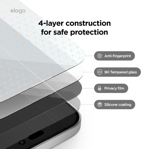 Elago iPhone 16 PLUS Tempered Glass Screen Protector PRIVACY
