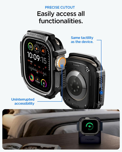 Spigen Apple Watch ULTRA (49mm) Case with Tempered Glass Screen Protector Rugged Armor