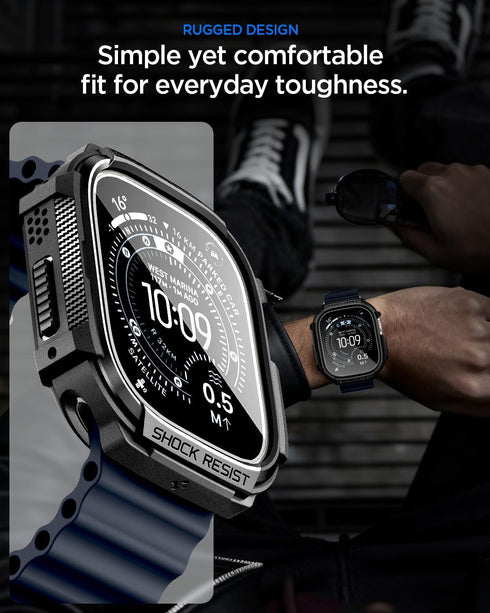 Spigen Apple Watch ULTRA (49mm) Case with Tempered Glass Screen Protector Rugged Armor