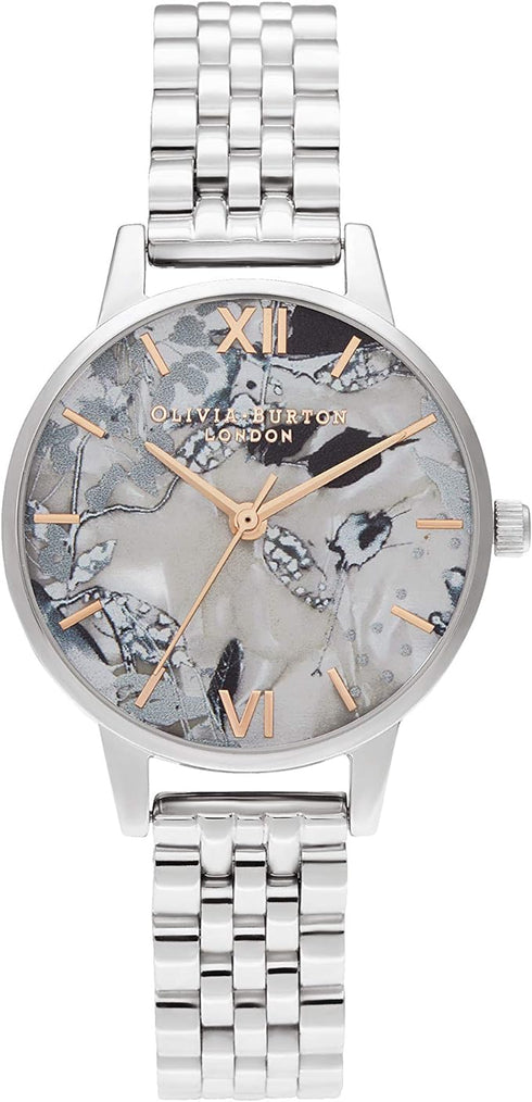 Olivia Burton Abstract Florals, Multicolor Dial Stainless Steel Bracelet (30mm)