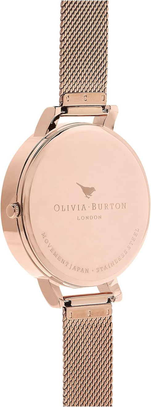 Olivia Burton Semi Precious, Pink Dial Ionic Plated Steel Bracelet (34mm)