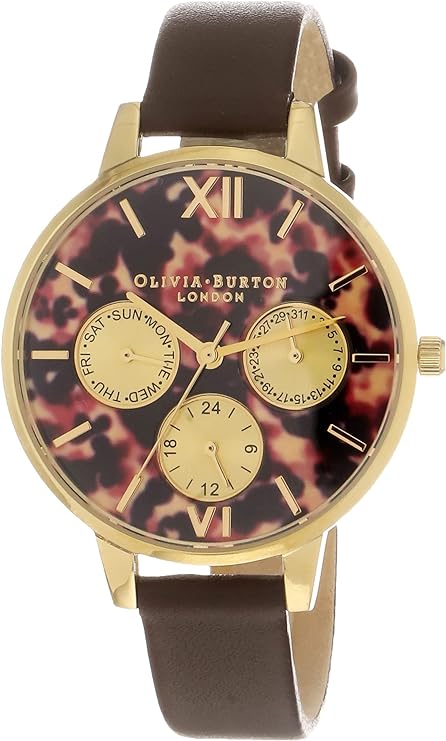 Olivia Burton Tortoiseshell, Brown Dial Dark Brown Leather Strap (34mm)