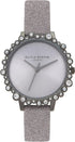 Olivia Burton Bubble, Silver Dial Glitter Leather Strap (30mm)