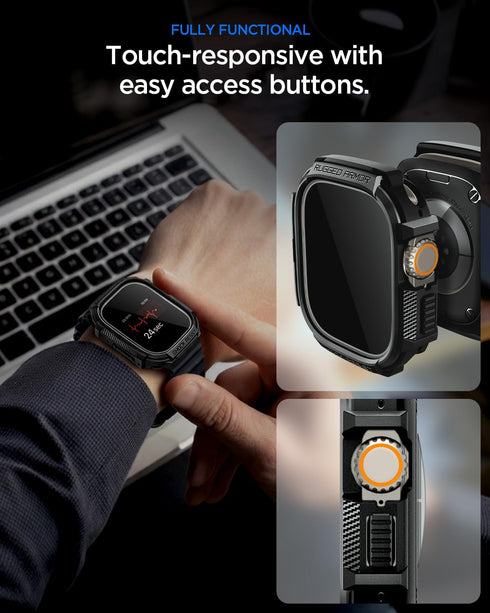 Spigen Apple Watch ULTRA (49mm) Case with Tempered Glass Screen Protector Rugged Armor