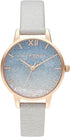 Olivia Burton Under The Sea, Blue Dial Shimmer Pearl Leather Strap (30mm)