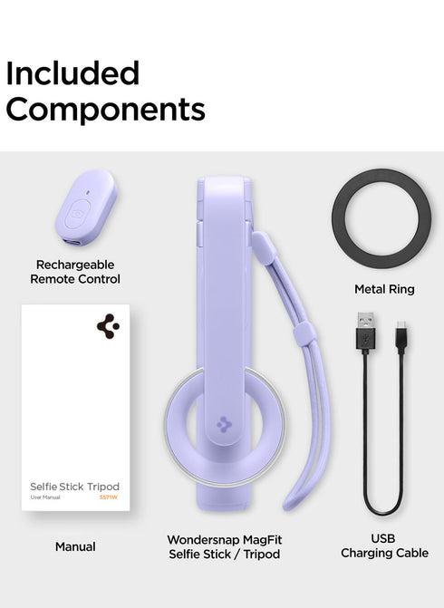 Spigen MagSafe 24" Extendable Selfie Stick Tripod Stand with Bluetooth Remote