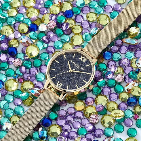 Olivia Burton Midi Silver, Glitter Dial Stainless Steel Bracelet (34mm)