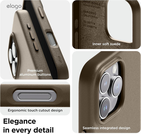 elago iPhone 16 PRO Case Magnetic Leather (MagSafe)