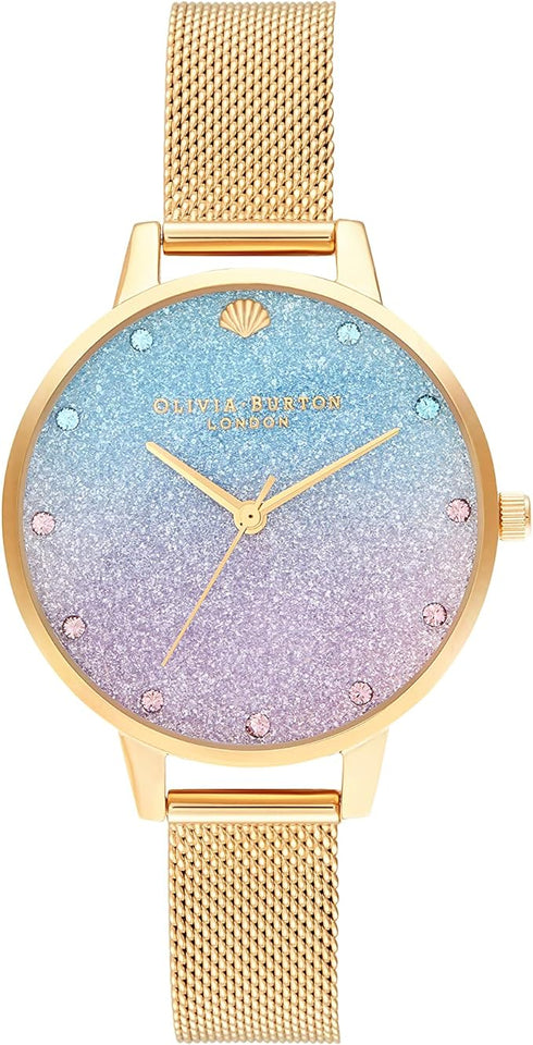 Olivia Burton Under The Sea, Blue Dial Ionic Plated Steel Bracelet (34mm)