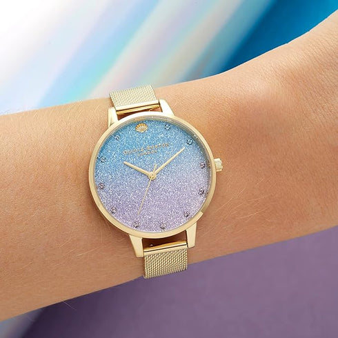 Olivia Burton Under The Sea, Blue Dial Ionic Plated Steel Bracelet (34mm)