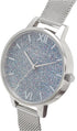 Olivia Burton Midi Silver, Glitter Dial Stainless Steel Bracelet (34mm)