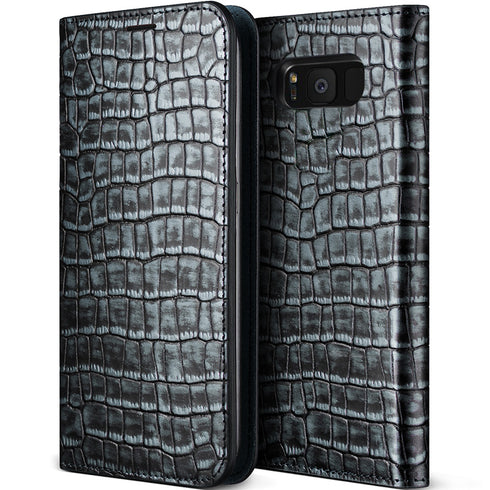 VRS Design Samsung Galaxy S8 Case Croco Diary Genuine Leather