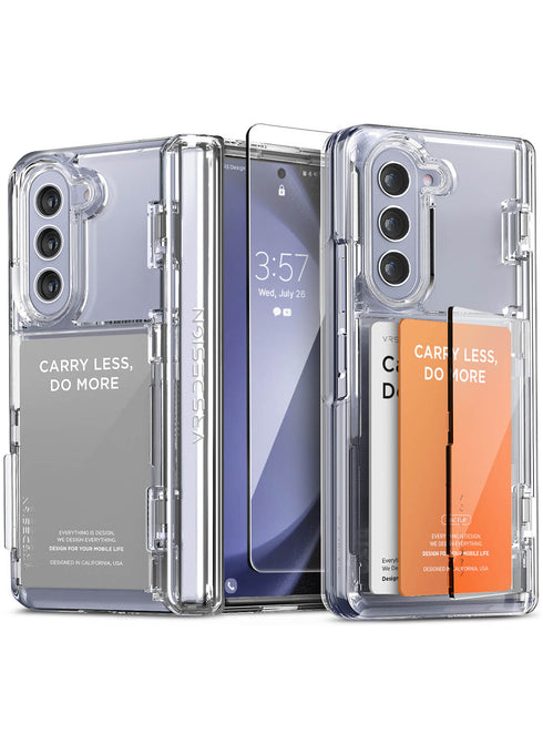VRS Design Samsung Galaxy Z Fold 5 Case Terra Guard MODERN GO with Card Slot Storage and FRONT Screen Protector