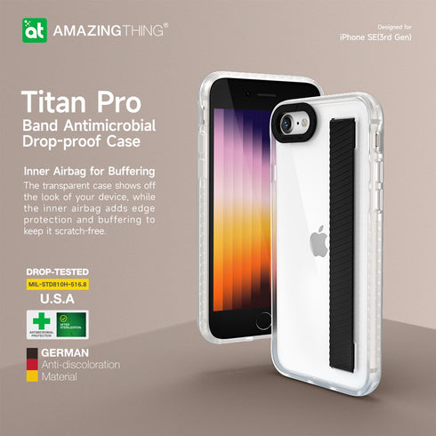 Amazing Thing iPhone SE 3 Case Titan Pro Clear with Band
