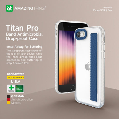 Amazing Thing iPhone SE 3 Case Titan Pro Clear with Band