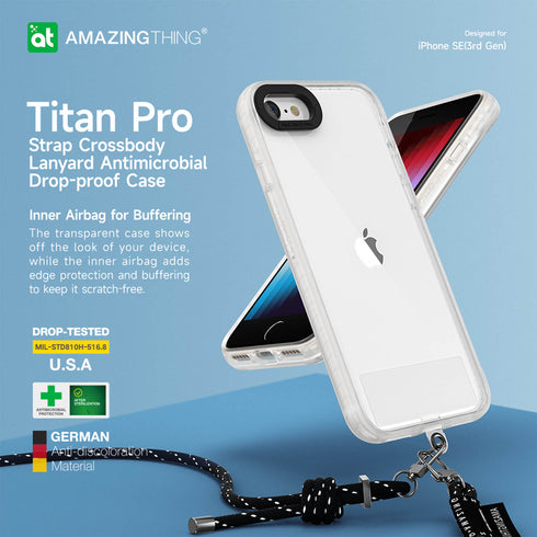 Amazing Thing iPhone SE 3 Case Titan PRO Clear with Lanyard
