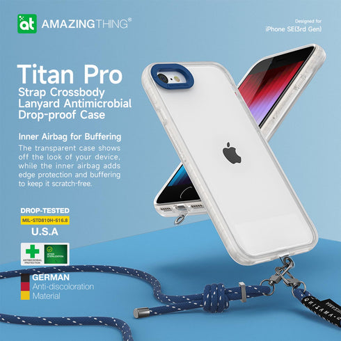Amazing Thing iPhone SE 3 Case Titan PRO Clear with Lanyard