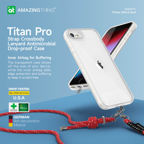 Amazing Thing iPhone SE 3 Case Titan PRO Clear with Lanyard