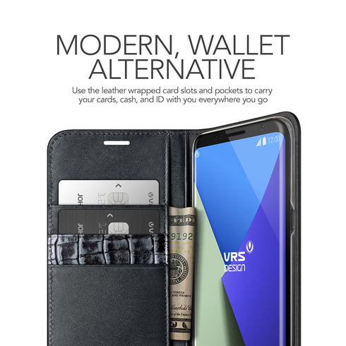 VRS Design Samsung Galaxy S8 Case Croco Diary Genuine Leather