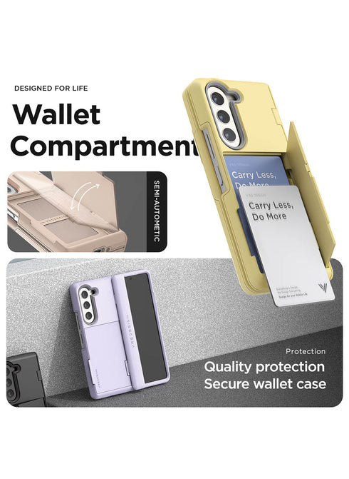 VRS Design Samsung Galaxy Z Fold 5 Case Terra Guard MODERN GO with Card Slot Storage and FRONT Screen Protector