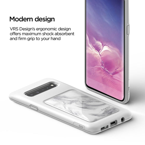 VRS Design Samsung Galaxy S10 case cover Damda High Pro Shield - White Marble