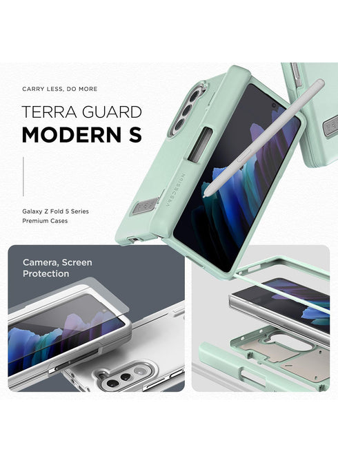 VRS Design Samsung Galaxy Z Fold 5 Case Terra Guard MODERN with S-Pen Holder and Front Screen Protector