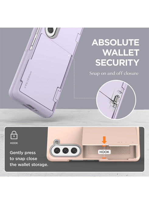 VRS Design Samsung Galaxy Z Fold 5 Case Terra Guard MODERN GO with Card Slot Storage and FRONT Screen Protector