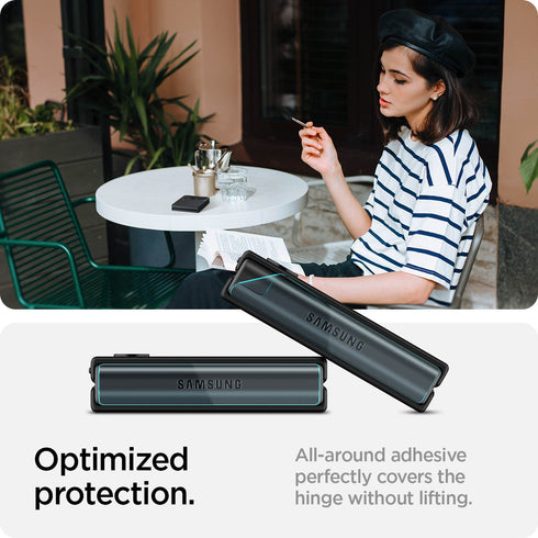 Spigen Samsung Galaxy Z Flip 4 Tempered Glass Outer Cover Screen Protector with Hinge Film GLAStR EZ Fit