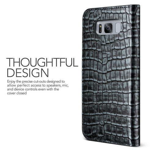 VRS Design Samsung Galaxy S8 Case Croco Diary Genuine Leather