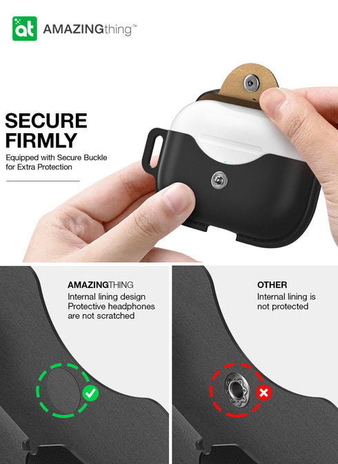 Amazing Thing AirPods Pro 2 / AirPods PRO Case Marsix Pro Leatherette with Lanyard