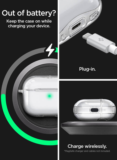 Spigen Airpods Pro 2 Case Ultra Hybrid with Carabiner - Crystal Clear