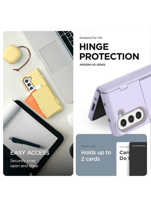 VRS Design Samsung Galaxy Z Fold 5 Case Terra Guard MODERN GO with Card Slot Storage and FRONT Screen Protector