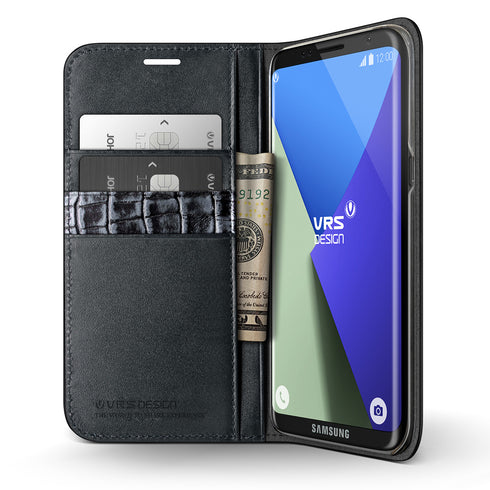 VRS Design Samsung Galaxy S8 Case Croco Diary Genuine Leather