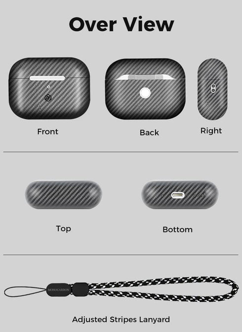 MONOCARBON AirPods PRO 2 Case Real Carbon Fiber