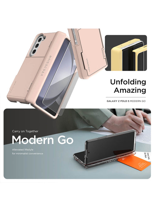 VRS Design Samsung Galaxy Z Fold 5 Case Terra Guard MODERN GO with Card Slot Storage and FRONT Screen Protector