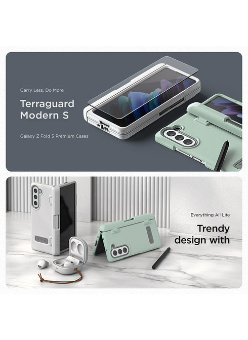 VRS Design Samsung Galaxy Z Fold 5 Case Terra Guard MODERN with S-Pen Holder and Front Screen Protector
