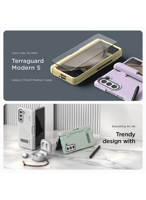 VRS Design Samsung Galaxy Z Fold 5 Case Terra Guard MODERN with S-Pen Holder and Front Screen Protector