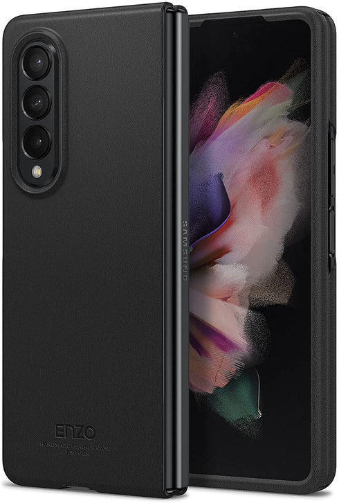 Spigen Samsung Galaxy Z Fold 3 case Enzo (Genuine Leather) - Black