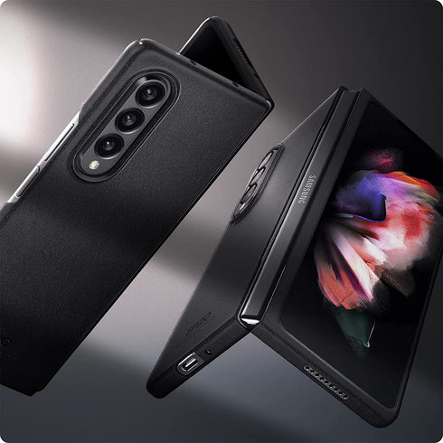 Spigen Samsung Galaxy Z Fold 3 case Enzo (Genuine Leather) - Black
