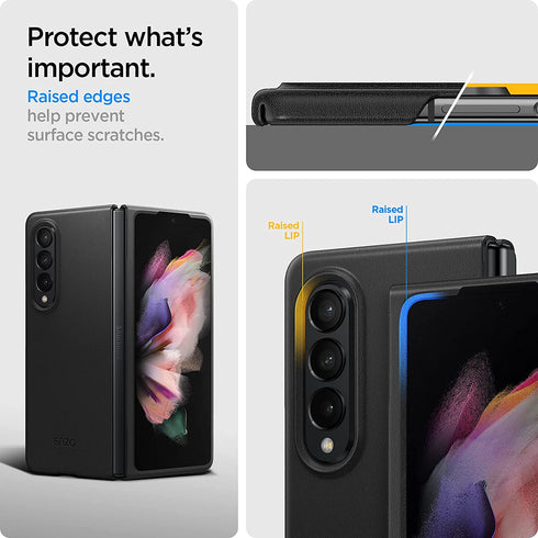 Spigen Samsung Galaxy Z Fold 3 case Enzo (Genuine Leather) - Black