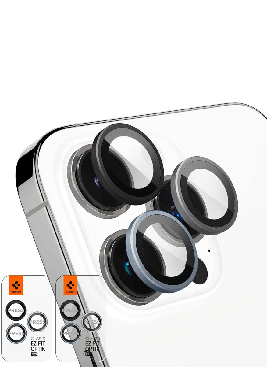 Spigen EZ Fit Optik Pro Tempered Glass Camera Lens Protector Guard for iPhone  15 Pro / 15 Pro Max / 14 Pro / 14 Pro Max (Black) - 2 Pack : :  Electronics